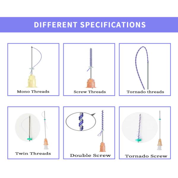 27g 30g PDO PCL PLLA Threads 25mm 38mm V Line Thread Lift