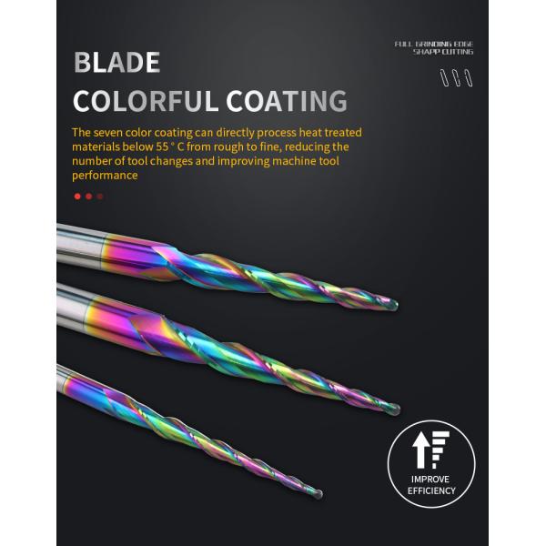 Customizable Carving Drill Bits 2 Flutes HRC55 Ball Nose DLC Taper Milling Cutter