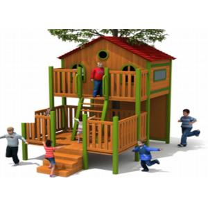 China Small Wooden Playground Set Little Wooden Playhouse With Slide Toddler wholesale