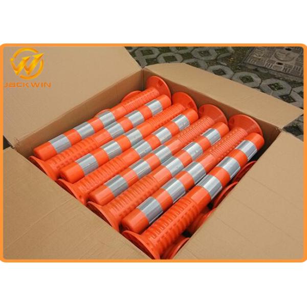 Fluorescent Orange Traffic Delineator Post , Waterproof PU Flexible Delineator Post