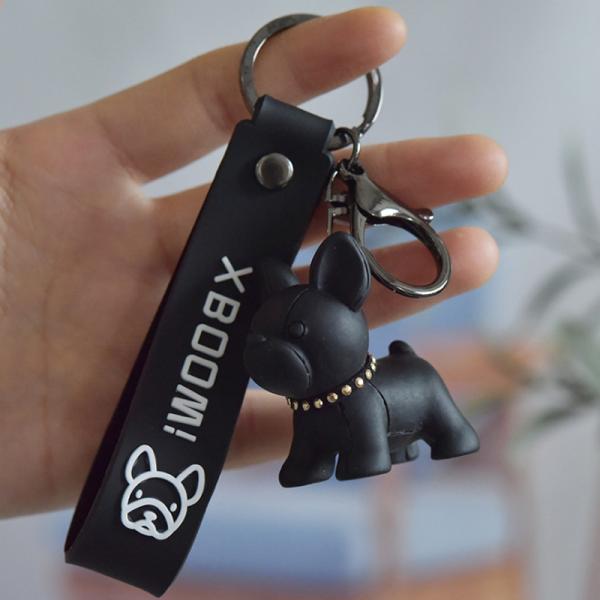 PU Key Chain Ornaments , Resin pitbull dog keychain Electroplated 0.02kg