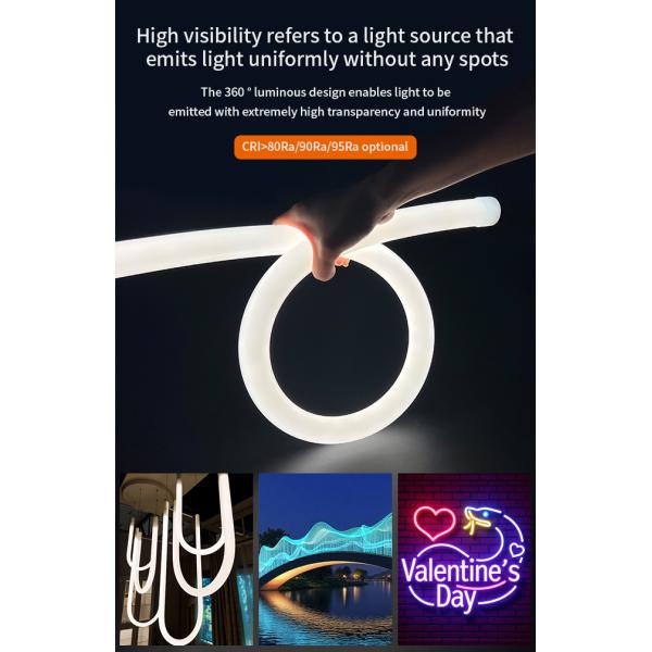 UV Resistant Silicone Circular LED Neon Flex 360° IP67 Flexible Neon LED Strip Light