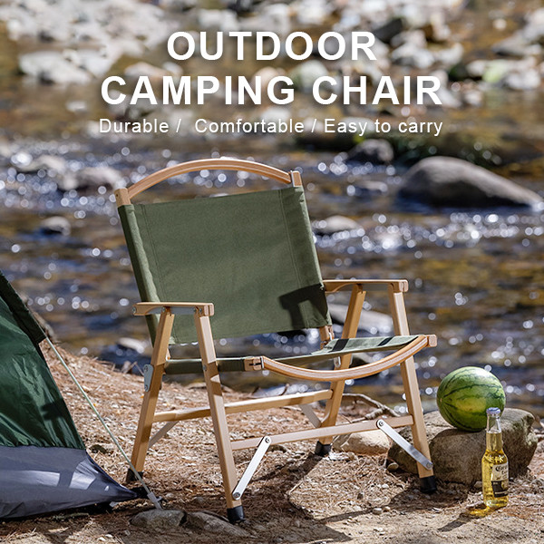 Durable Light Portable Camping Chair Hard Arm Beech Wood Most Comfortable