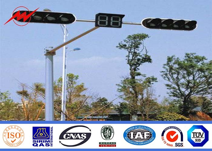 6000mm Height Galvanized Traffic Light Signals Columns Single Bracket For