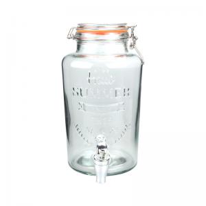 China OEM Cold Drink Glass Beverage Dispenser Round With Airtight Lid wholesale