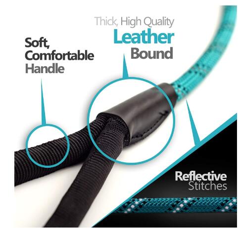 Anti Pull Shock Absorbing Nylon Dog Leash No Slip Reflective Outside Lightweight