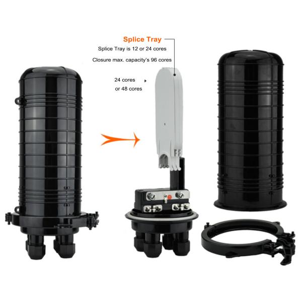 Vertical Fiber Optic Splice Closure / Dome Optical Fiber Splice Joint Box Mini Size 24fo 40fo