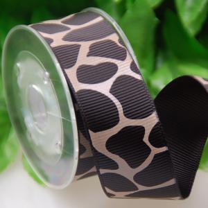 China 25 MM Custom One Color Ink Screen Leopard Print Ribbon For Gifts Wrapping wholesale