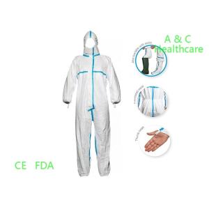China Non Woven Disposable Protective Gowns With Knitted Cuff Medical Blue wholesale