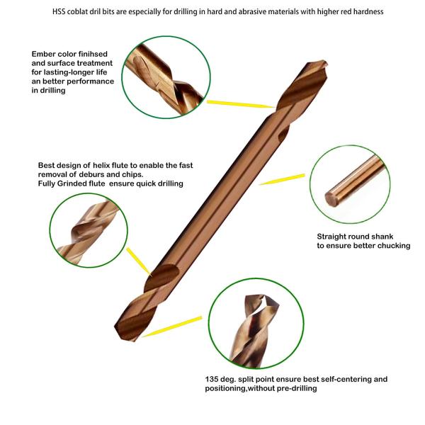 HSS M35 Co5% Double End Drill Bit 135° Split Point