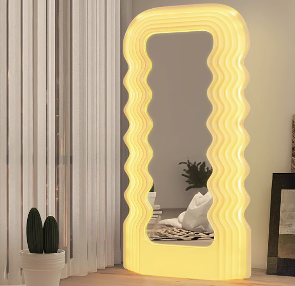 Same style ins style wave mirror Memphis floor lamp full body fitting mirror mirror atmosphere lamp