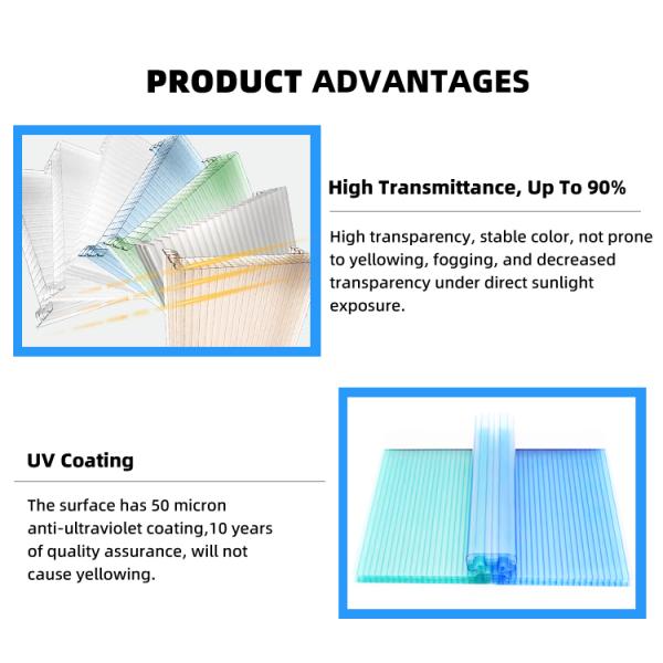 Danpalon Polycarbonate Multiwall U Locked Panel Honeycomb Polycarbonate Hollow Sheet 6mm-40mm Thickness Green Design