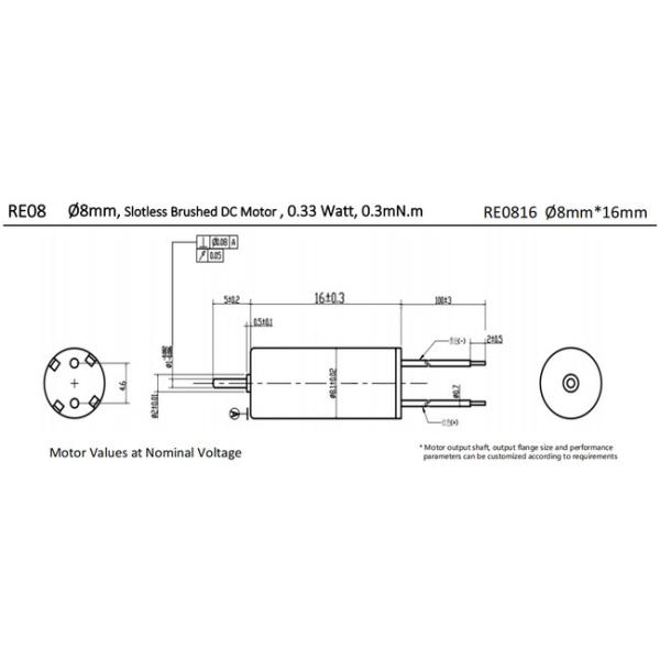 Industrial 8mm Coreless Micro DC Motor 0.3mNm 8620rpm 12V Customizable
