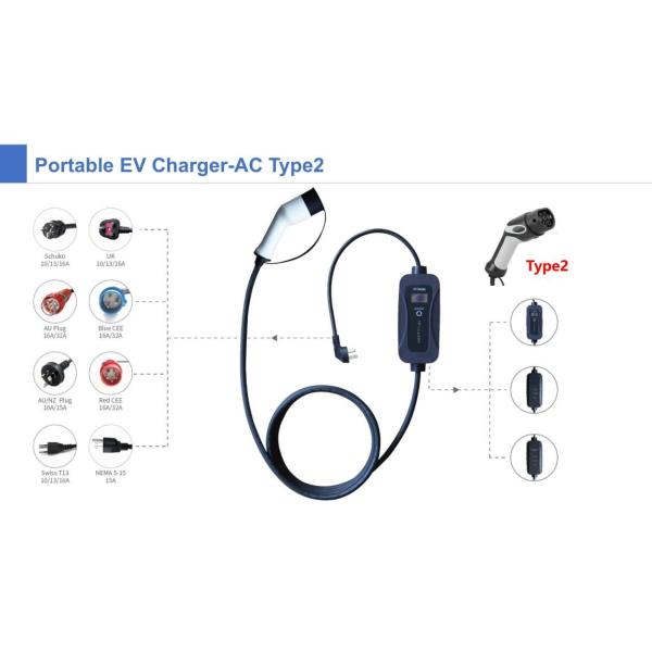 IEC62196-2 mode2 charger 3.5kw single phase fixed current with display portable ev charger for electric vehicle charging