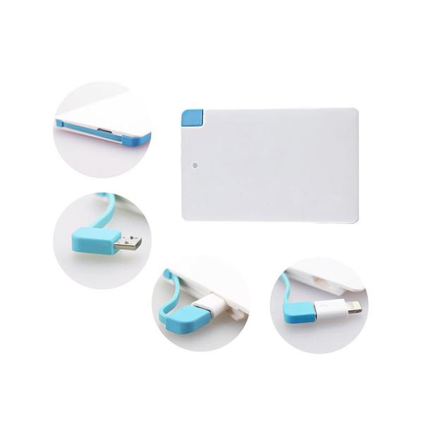 2500mAh 4000mAh Card Portable Power Bank With Charging Line Plastic Material