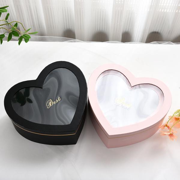 Custom Heart-Shaped Transparent Window Flower Box With Your Own Logo Personalized Box