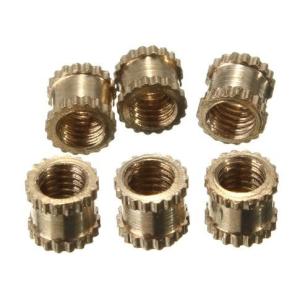 China Brass Knurl Nuts M3 4mm L-4mm OD Metric Threaded Nuts Insert Round Shape wholesale