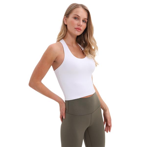 Medium Support Womens Longline Sports Bra 87 Nylon Material Casual Style