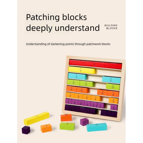 Montessori Wooden Mathematics Addition Subtraction Operation Fraction Learning Building Blocks Kids Counting Number Toys