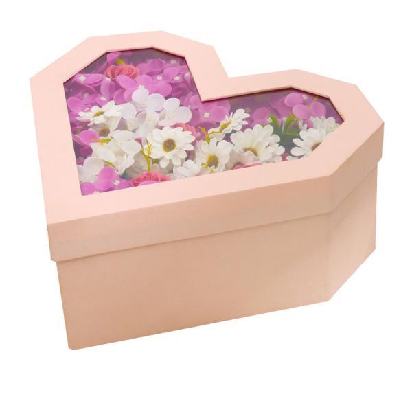 Custom Heart-Shaped Flower Gift Box With Transparent Window Direct with Heart-Shaped