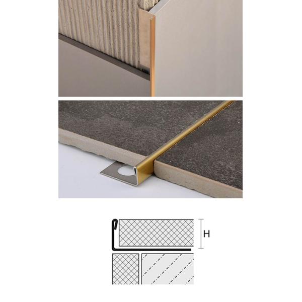 Outdoor Straight Stainless Steel Tile Trim Flat Metal Edge Trim 10mm