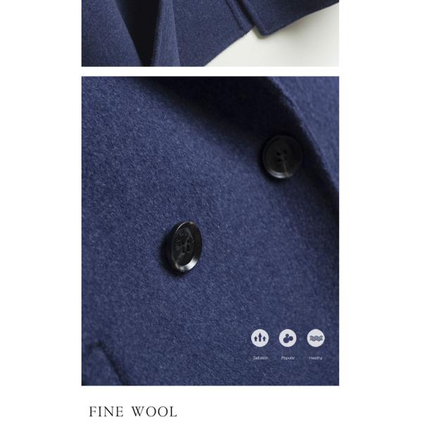 Pure Wool Men's Double-Sided Cashmere Coat Mid-Length Trench Jacket for Casual Outwear