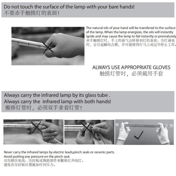 IRP007 Medium Wave Infrared Heating Lamp 415V 2500W for Heidelberg Printing