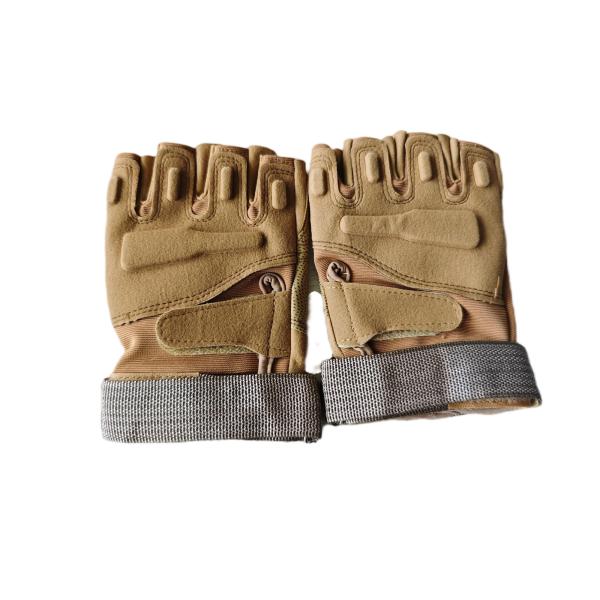 TactiGrip Brown Combat Gloves Half Finger Reinforced Knuckle and Palm Guard