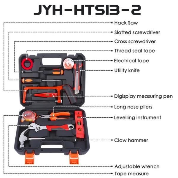 JYH-HTS12-4 11-Piece home toolbox set Household Hand Tool Set In Hard Box Packaging
