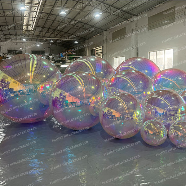 Giant Iridescent Hanging Sphere Floating Advertising Mirror Ball PVC Inflatable Mirror Balloon