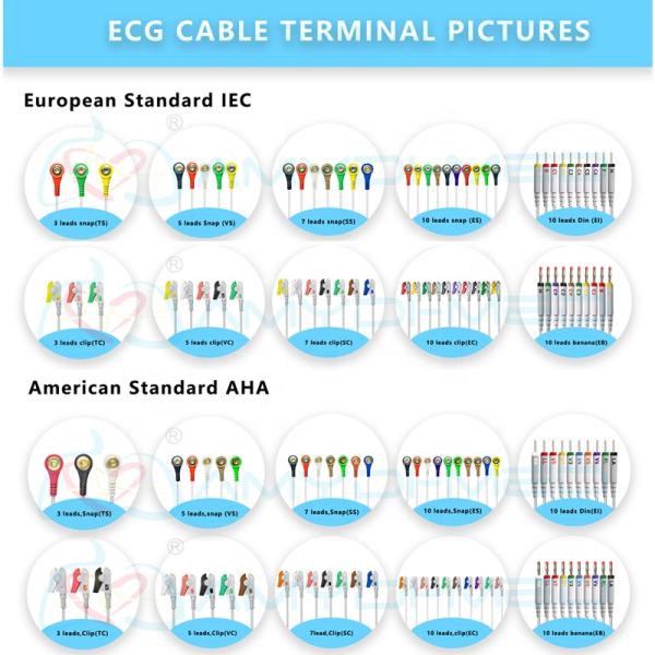 TPU Jacket 3 Meter Mindray Ecg Cable Round 6P Reusable 5 Lead Ecg Cable