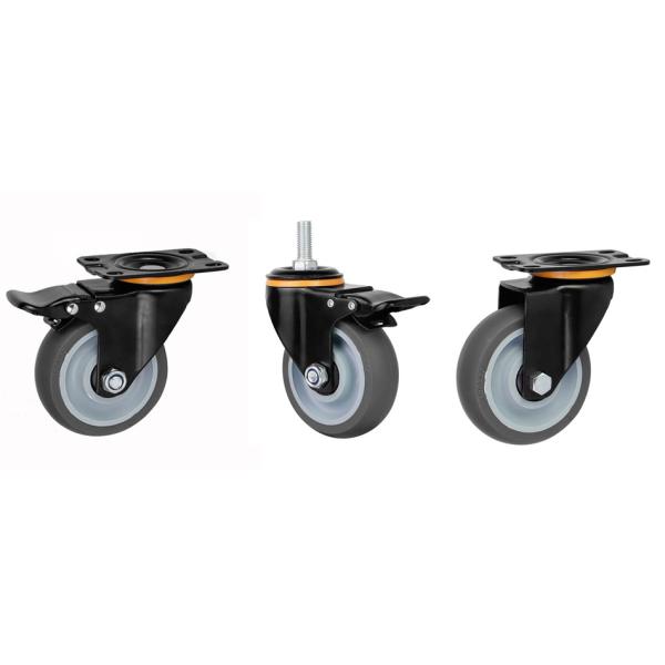 Industry Trolley Furniture TPR Soft Grey Rubber Plate Swivel Caster Wheels 3 4 5 Inch