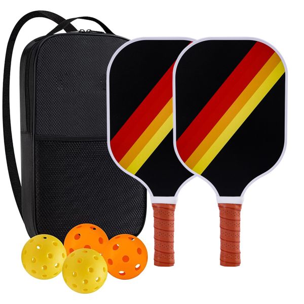 Fiberglass Pickleball Paddles Set for Adults with 2 Rackets 4 Balls and Carry Bag