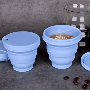 Reusable 4oz Silicone Collapsible Drinking Cups With Lid