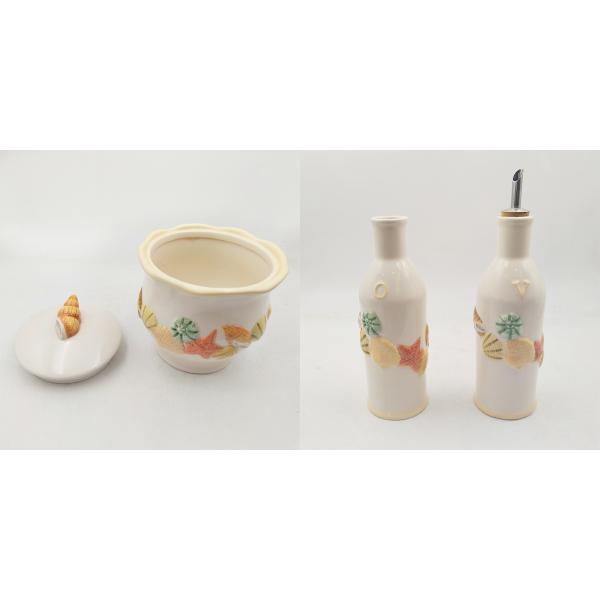 Ceramic Storage Jar With Lid Sea Shell Pottery And Porcelain Sugar Bowl Custom Color