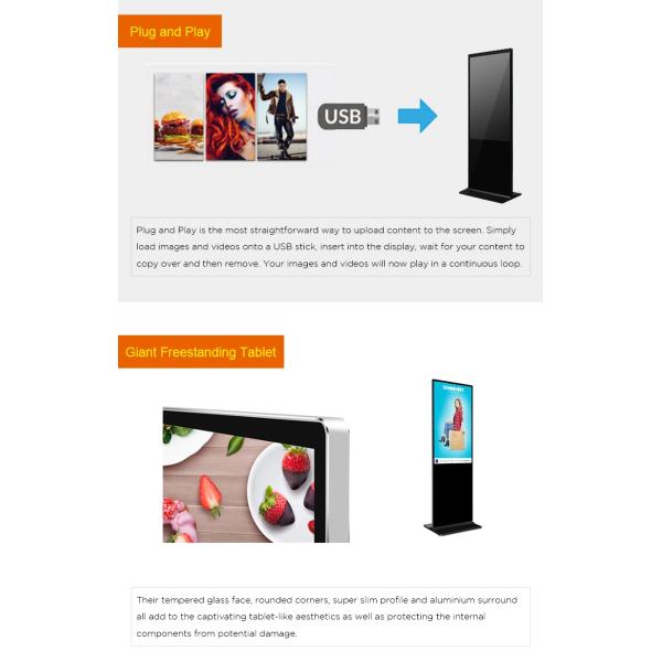 Hot 43 inch floor standing vertical tv touch screen kiosk 4k indoor advertising player display screen
