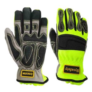 Abrasion Resistant Size 9 Rescue Extrication Gloves High Visible Green