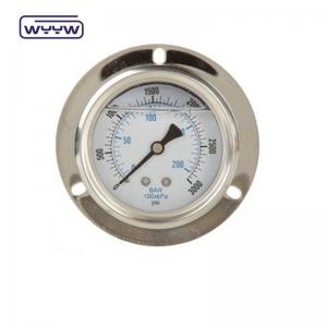 China Panel Mount 4 1/2NPT Or BSP Bar Psi Double Scale Liquid Oil Filling PG100 Series Stainless Pressure Gauge wholesale