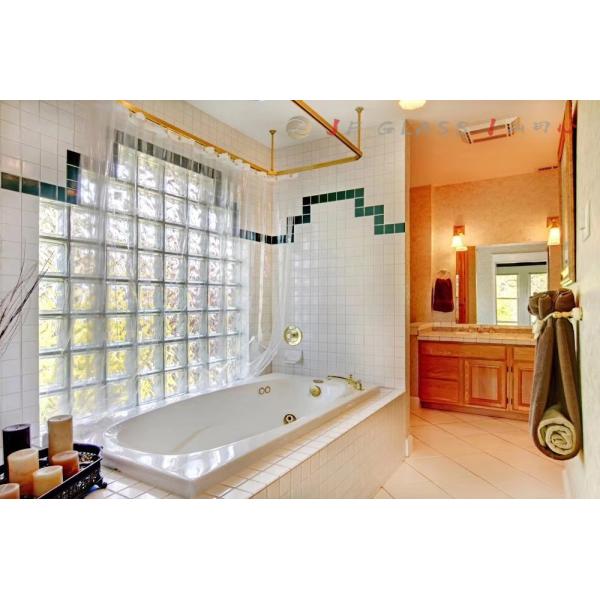 Quality Architectural Cloudy Solid 50mm 8x8x4 Clear Glass Wall Brick for sale