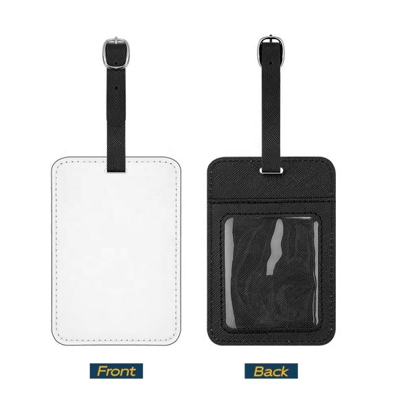 Custom Print Leather Sublimation Luggage Tag Blanks With Card Insert Pocket Travel ID Name Tag Sublimation Bag Tag Blanks