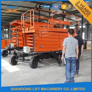 China Hydraulic Electric Mobile Platform Lift Mobile Scissor Lift Table Pull type wholesale