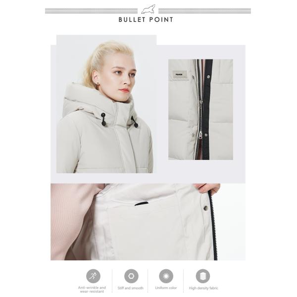 Gray-Green/Black/Light Brown Woman Winter Coat Long Down Jacket for Practicality and Warmth