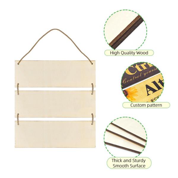 Sublimation Heat Transfer Blank Rectangular Wooden Signage Custom Shape Cut Bamboo Wooden Blank Signage Porch Decoration