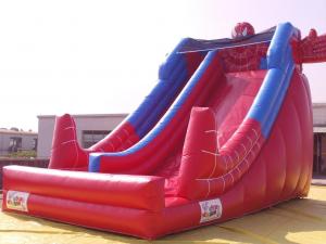 China Red Color PVC Inflatable Water Slide With Pool In Front Of / Spiderman Slides For kids wholesale