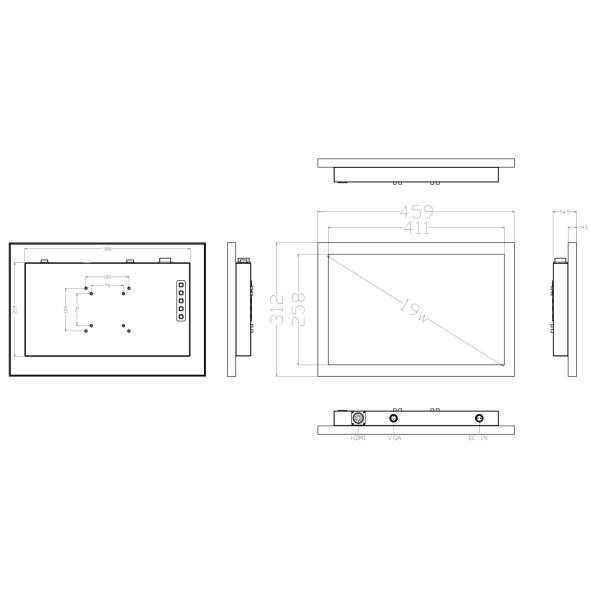IP65 Multi Touch Screen Monitor , 19 Inch Waterproof Lcd Monitor High Brightness