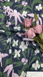 China 100% Nylon Soft Metal Mesh Printed Lace Fabric for make women dresses  clothing wholesale