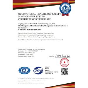 Anping County Huihao Wire Mesh Manufacture Co., Ltd Certifications