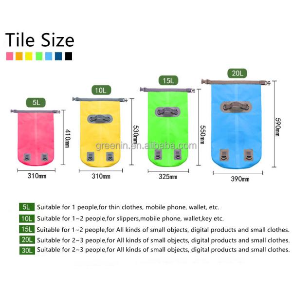 5L 15L 10L 20L 30L kayak water sports 500d pvc tarpaulin waterproof dry bag backpack