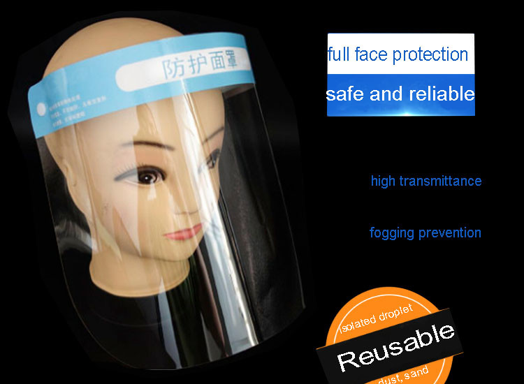 China Clear plastic transparent protective face shield masks with sponge wholesale