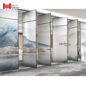 China 80mm Thickness Folding Movable Partition Wall Custom Pattern Surface on sale